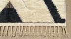 Hand-Knotted Wool Geometric Rug – Cream, Brown, Beige Modern Moroccan Area Rug