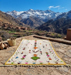 Hand-Knotted Wool  Carpet, Colorful Geometric Patterns, Bohemian Floor BerberArt