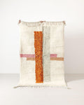 Hand-Knotted Moroccan Rug – Organic Wool Geometric Stripe Tassel Fringe
