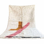 Hand-Knotted Moroccan Wool Rug | Abstract Geometric Mustard, Pink, Black Shapes