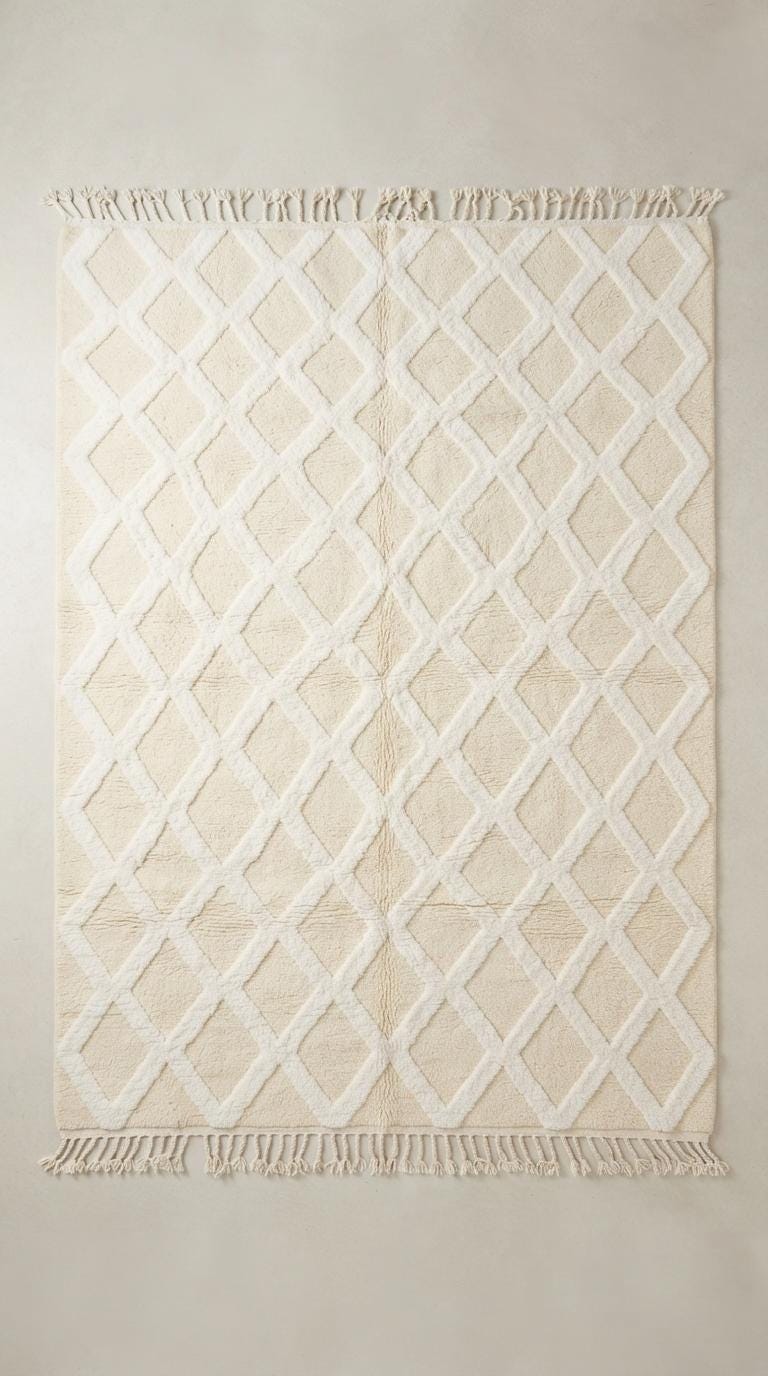 Hand-Woven Moroccan Wool Rug, Tribal Berber Design, Atlas Mountains Home Decor