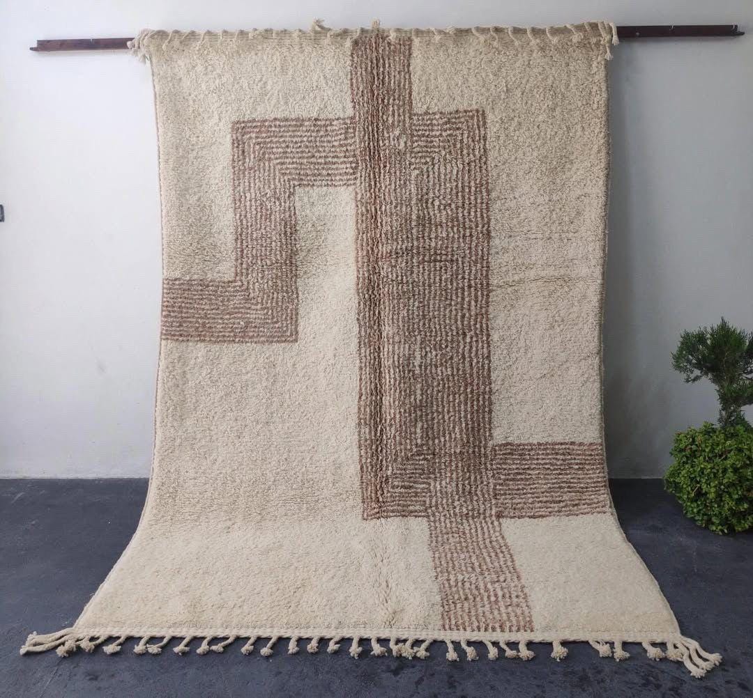 Handmade Beni Ourain Rug – Geometric Boho Carpet