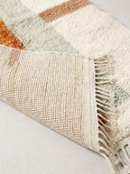 Hand-Knotted Moroccan Rug – Organic Wool Geometric Stripe Tassel Fringe