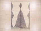 Hand-Knotted Moroccan Diamond Rug – Organic Wool, Charcoal Cream