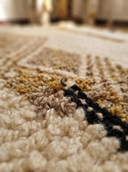 Hand-Knotted Moroccan Rug – Cream Wool Geometric Berber Area Carpet