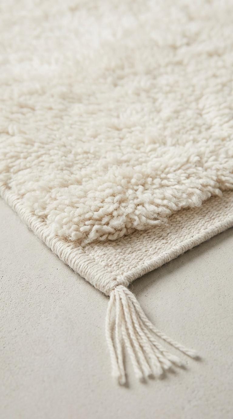Moroccan Wool Rug, Cream  authentic Wool Beni Ourain Rug