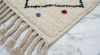 Hand-Knotted Wool Rug | Modern Moroccan Diamond Pattern, Cream Base