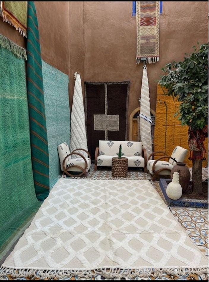 Hand-Woven Moroccan Wool Rug, Tribal Berber Design, Atlas Mountains Home Decor