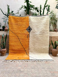Hand-knotted Moroccan Rug – Orange, Off-White, Tassels, Tribal Decor