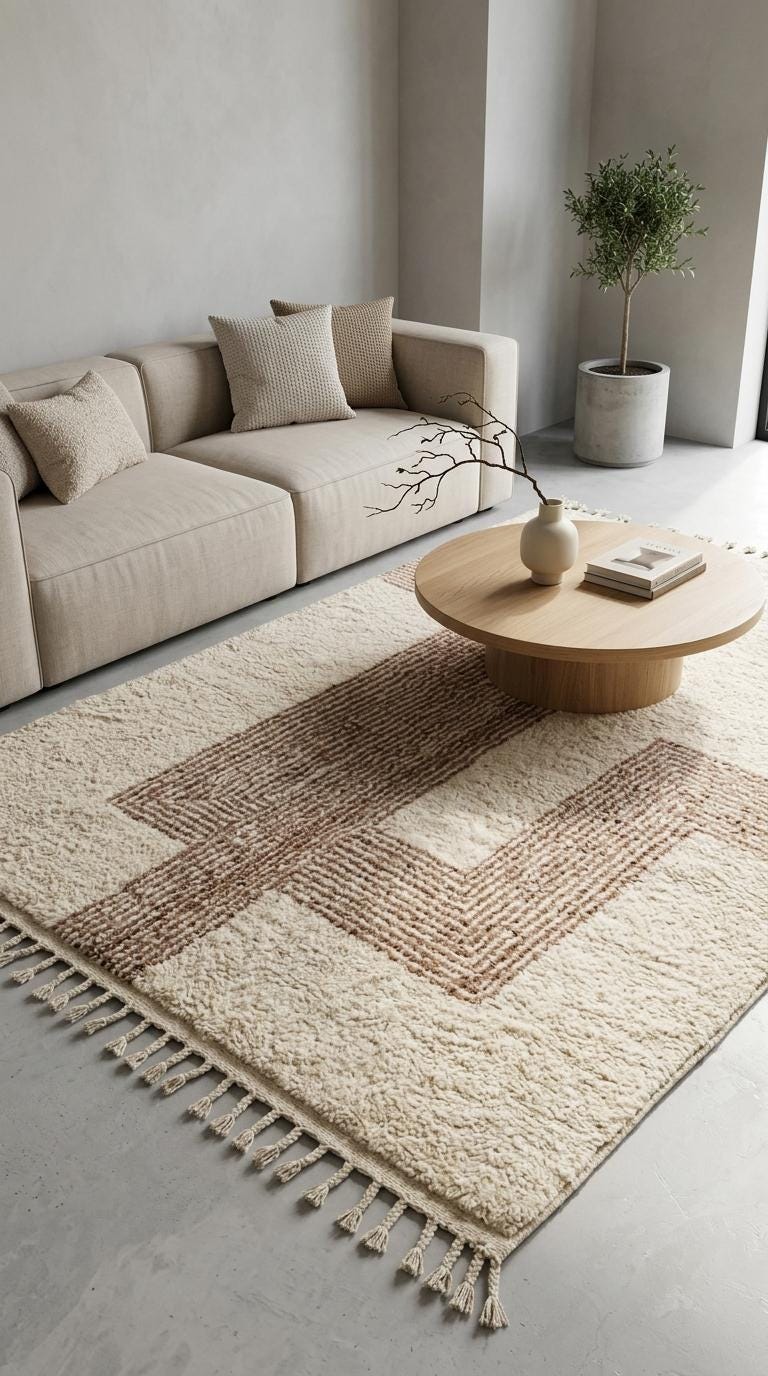 Handmade Beni Ourain Rug – Geometric Boho Carpet