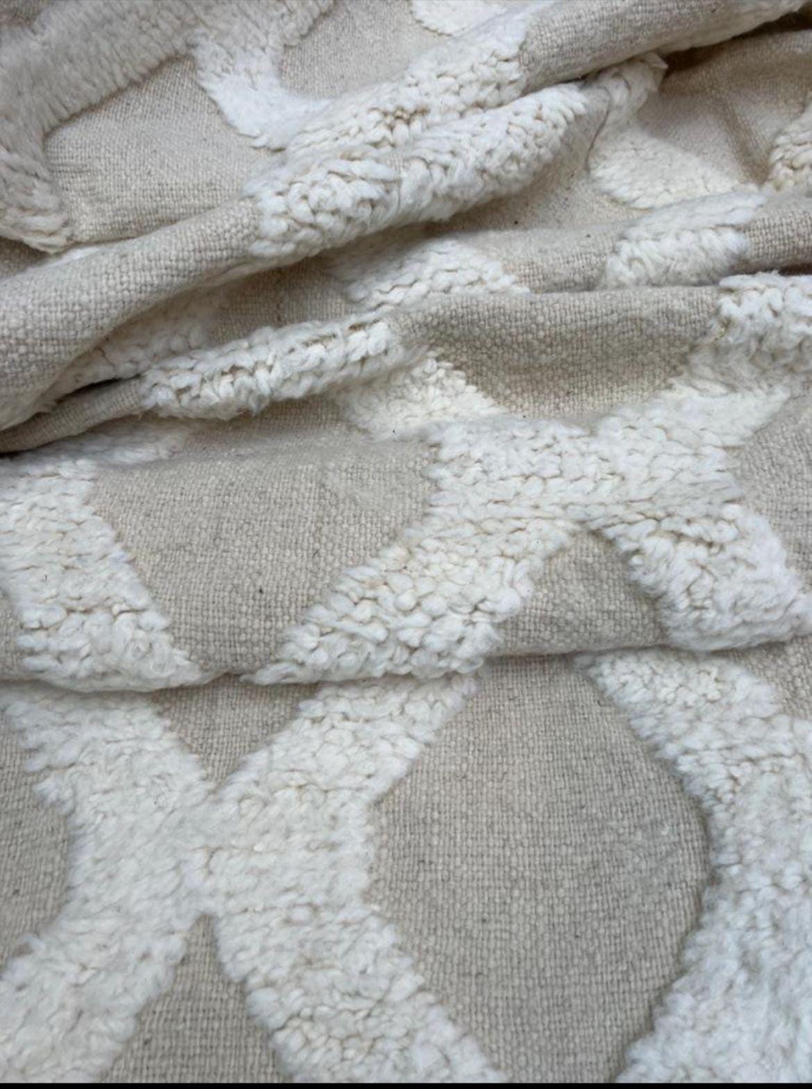Hand-Woven Moroccan Wool Rug, Tribal Berber Design, Atlas Mountains Home Decor