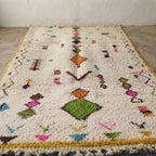 Hand-Knotted Wool  Carpet, Colorful Geometric Patterns, Bohemian Floor BerberArt