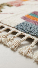 Handcrafted Moroccan Rug, Geometric Block Shag Rug, Mid-Century Modern Boho Decor