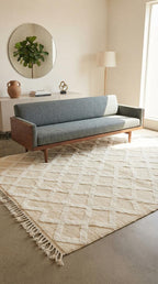 Hand-Woven Moroccan Wool Rug, Tribal Berber Design, Atlas Mountains Home Decor