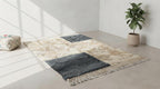 Hand-Knotted Moroccan  Gray  Area Rug - Plush Cream Wool Berber Style - Minimalist Hand-Tufted Floor Decor for Modern Homes