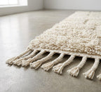 Moroccan Rug, Cream  authentic Wool Beni Ourain Rug, Authentic Moroccan Geometric Carpet