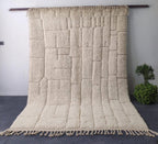Moroccan Rug, Cream  authentic Wool Beni Ourain Rug, Authentic Moroccan Geometric Carpet