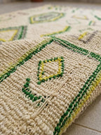 Beni Ourain Wool Rug – Cream Geometric Tribal Motifs, Handwoven Berber Area Rug