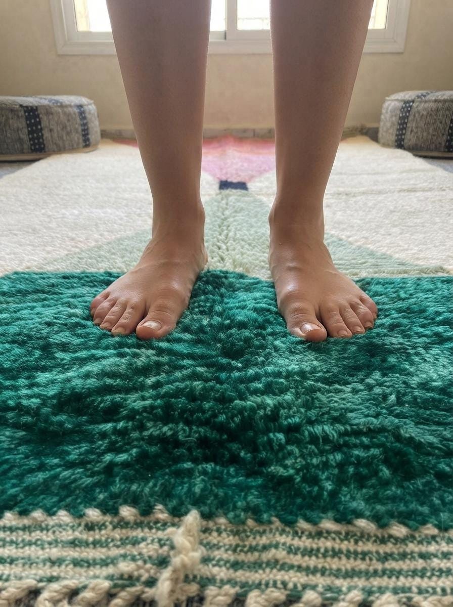 Hand-knotted Moroccan Shaggy Rug – Geometric Triangles, Wool, Pink Green Blue Decor