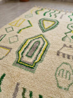 Beni Ourain Wool Rug – Cream Geometric Tribal Motifs, Handwoven Berber Area Rug