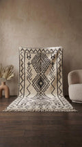 Handwoven Wool Beni Ourain Rug, Large Geometric Tribal Area Rug, Bohemian Living Room Decor