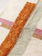 Hand-Knotted Moroccan Rug – Organic Wool Geometric Stripe Tassel Fringe