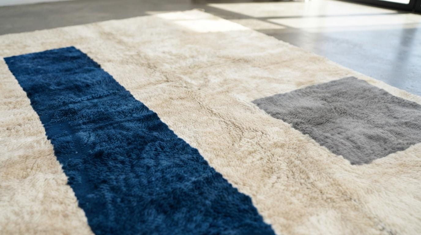 Morrocan Rug, Geometric Area Rug, Plush Hand-Tufted Boho Wool Rug