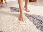 Hand-Knotted Moroccan Diamond Rug – Organic Wool, Charcoal Cream