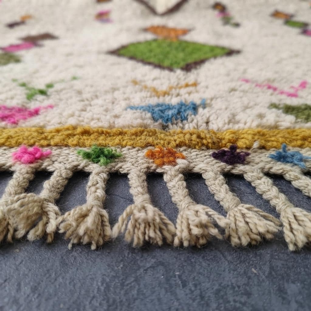 Hand-Knotted Wool  Carpet, Colorful Geometric Patterns, Bohemian Floor BerberArt
