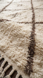 Minimalist Beni Ourain Rug, Handmade Moroccan Wool Carpet, Large Diamond Pattern Tribal Rug