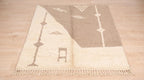 Hand-Knotted Moroccan  Wool Rug | Abstract Taupe Diamonds, Cream | i Minimalist Area Rug