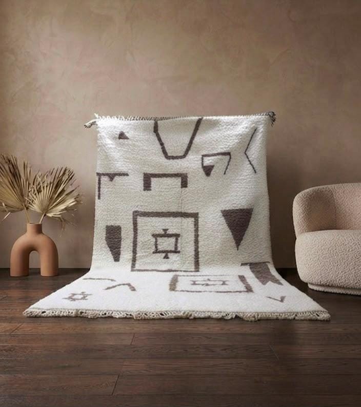 Handwoven Beni Ourain Wool Rug – Authentic Moroccan Berber Rug for Modern Living Room Decor