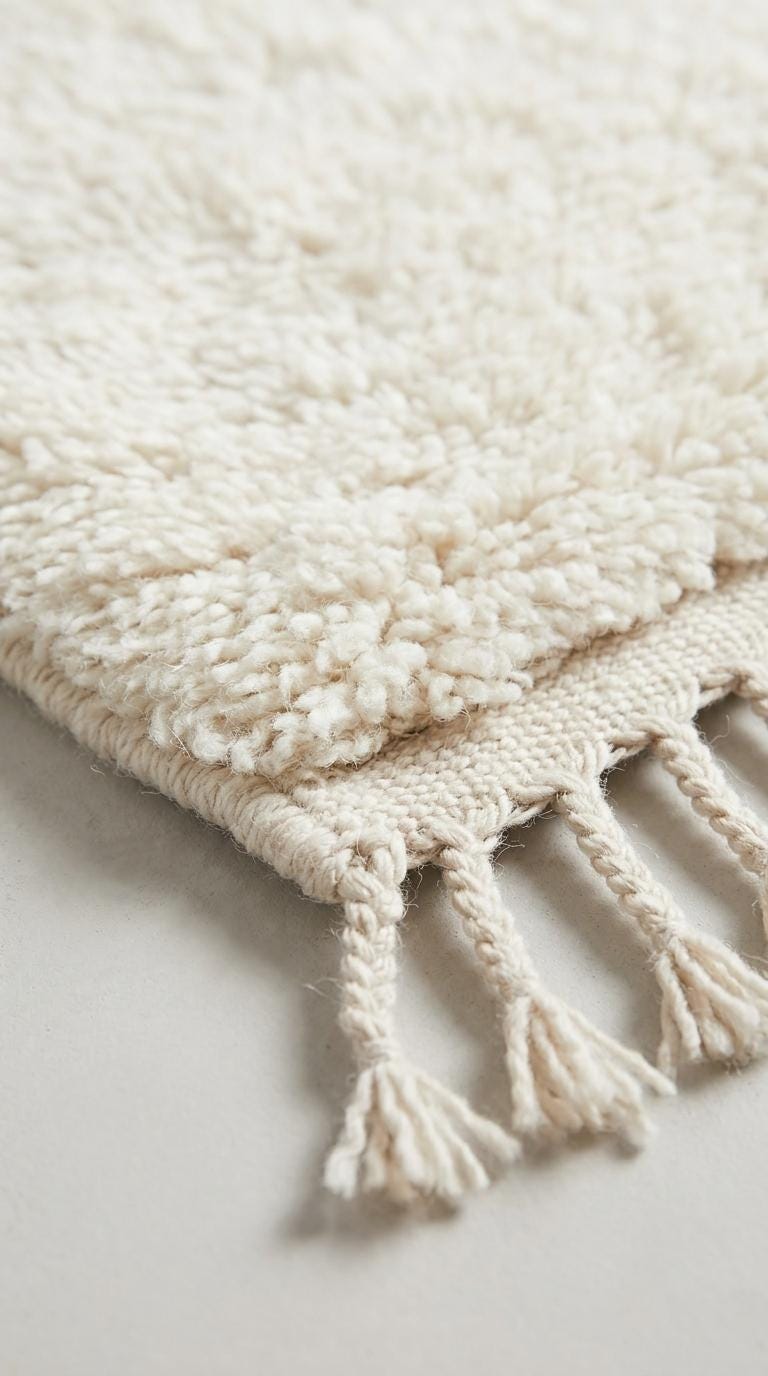 Moroccan Wool Rug, Cream  authentic Wool Beni Ourain Rug