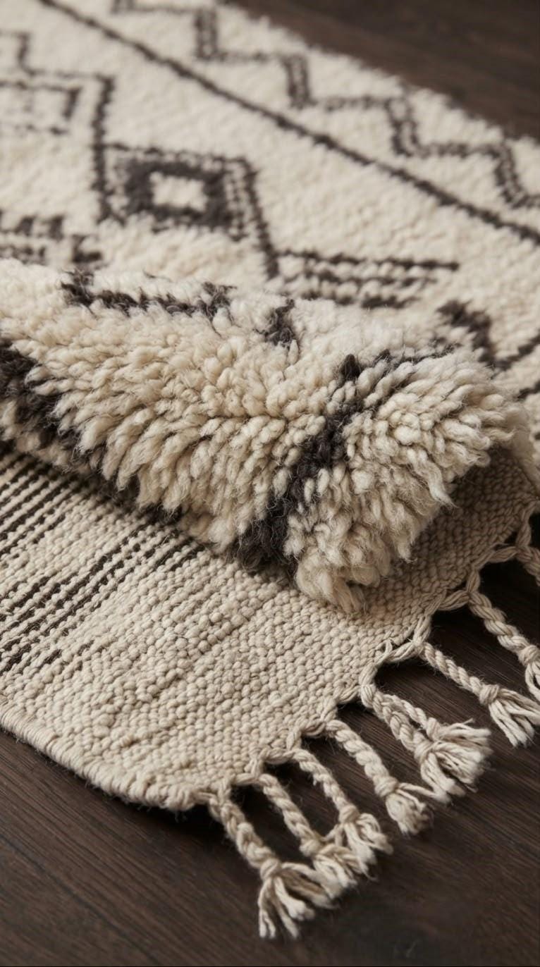 Handwoven Wool Beni Ourain Rug, Large Geometric Tribal Area Rug, Bohemian Living Room Decor