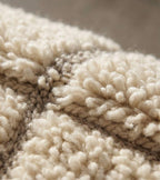 Moroccan  Wool Rug, Hand-Knotted Mustard and Cream Berber Carpet, Modern Geometric Area Rug