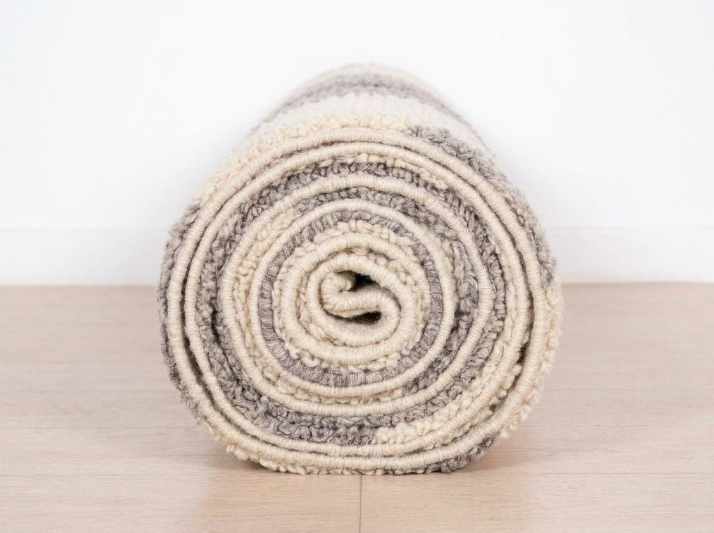 Hand-Knotted Moroccan Diamond Rug – Organic Wool, Charcoal Cream