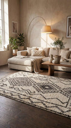 Handwoven Wool Beni Ourain Rug, Large Geometric Tribal Area Rug, Bohemian Living Room Decor