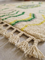 Beni Ourain Wool Rug – Cream Geometric Tribal Motifs, Handwoven Berber Area Rug