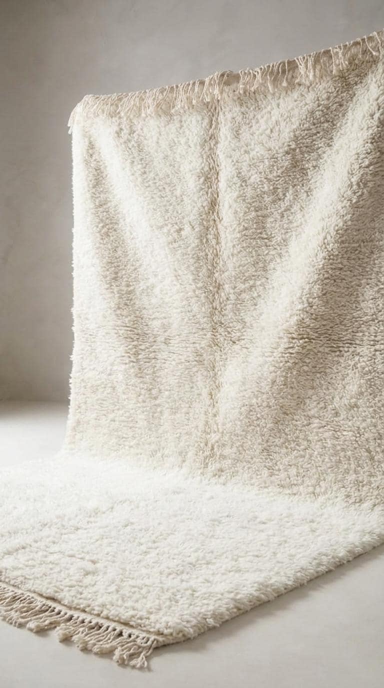 Moroccan Wool Rug, Cream  authentic Wool Beni Ourain Rug