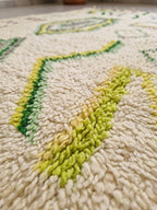 Beni Ourain Wool Rug – Cream Geometric Tribal Motifs, Handwoven Berber Area Rug