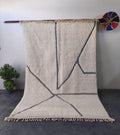 Hand-Woven Moroccan Rug, Cream Geometric Area Rug, Dark Gray Tufted Scandi Boho Plush Rug