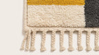 Hand-Knotted Moroccan Shaggy Rug – Mustard Geometric Wool Area Rug (Beni Ourain Style)