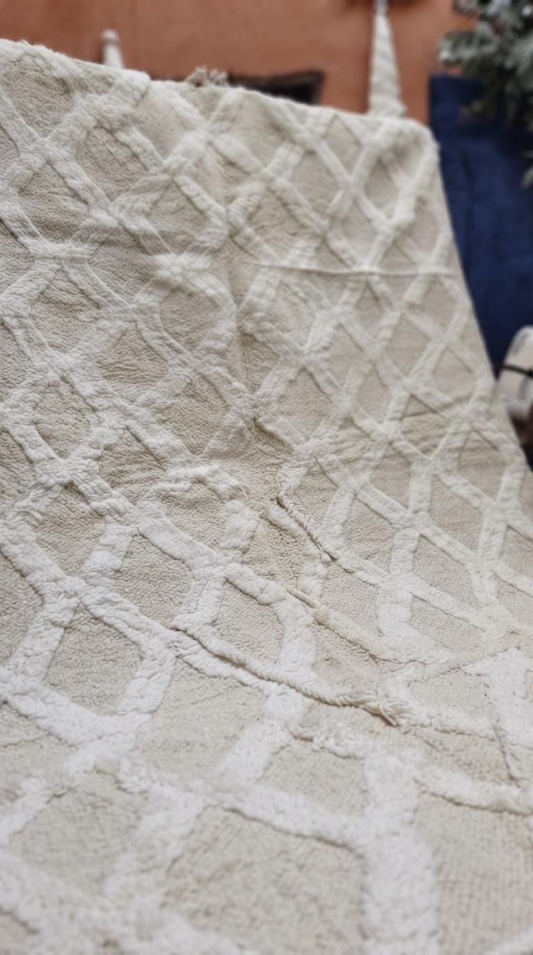 Hand-Woven Moroccan Wool Rug, Tribal Berber Design, Atlas Mountains Home Decor