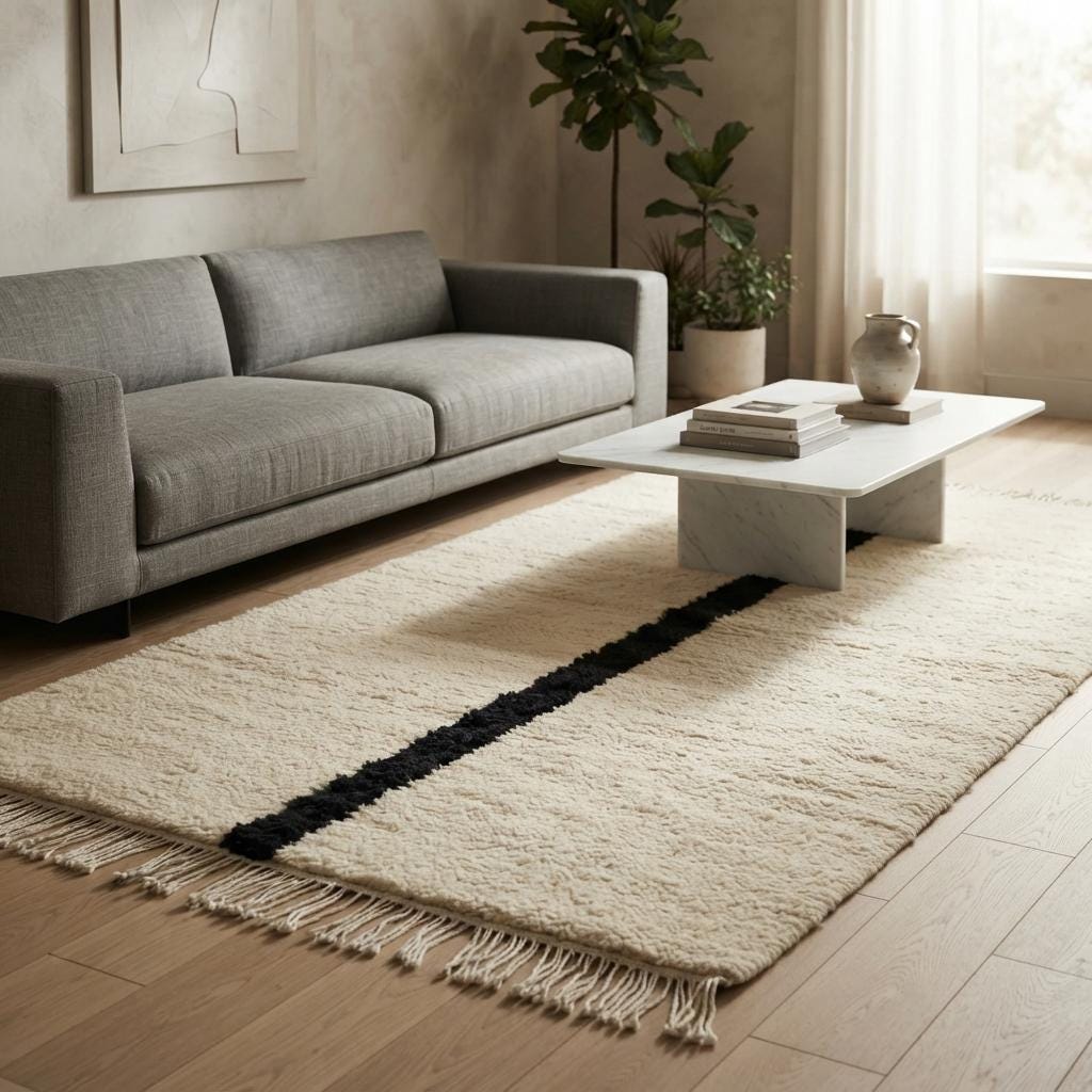 Moroccan Cream Shag Rug – Authentic Beni Ourain