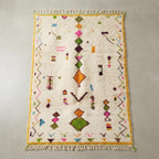 Hand-Knotted Wool  Carpet, Colorful Geometric Patterns, Bohemian Floor BerberArt