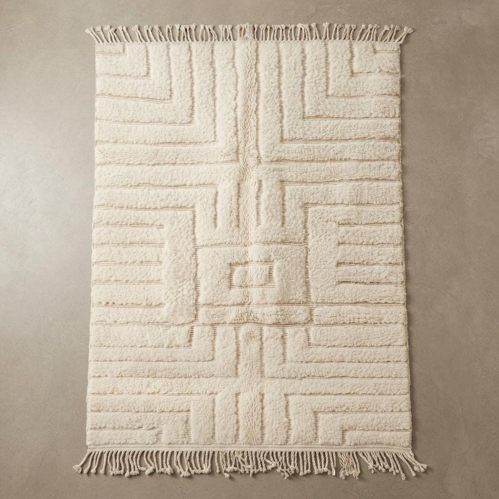 Moroccan Traditional Wool Rug. Hand-Woven Rug ,Tribal Berber DisignAtlas Mountains Decor