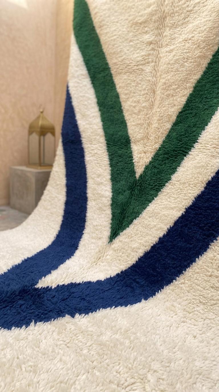 Hand-Tufted Moroccan Rug, Chevron Shag Rug, Boho Geometric Stripe Decor