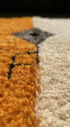 Hand-knotted Moroccan Rug – Orange, Off-White, Tassels, Tribal Decor