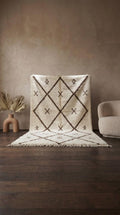 Minimalist Beni Ourain Rug, Handmade Moroccan Wool Carpet, Large Diamond Pattern Tribal Rug