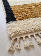 Hand-Knotted Moroccan Rug – Cream Wool Geometric Berber Area Carpet
